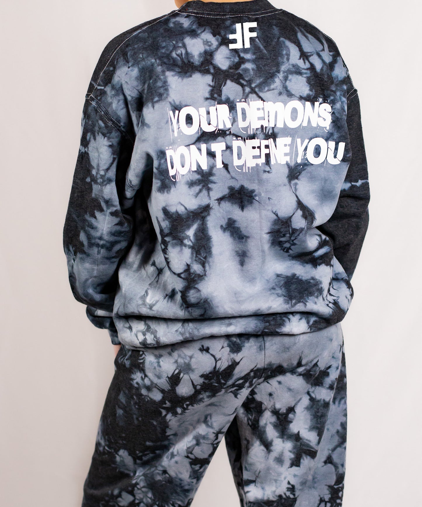 Unisex Black Crystal Tie Dye Crewneck Sweatshirt (Matching Set)