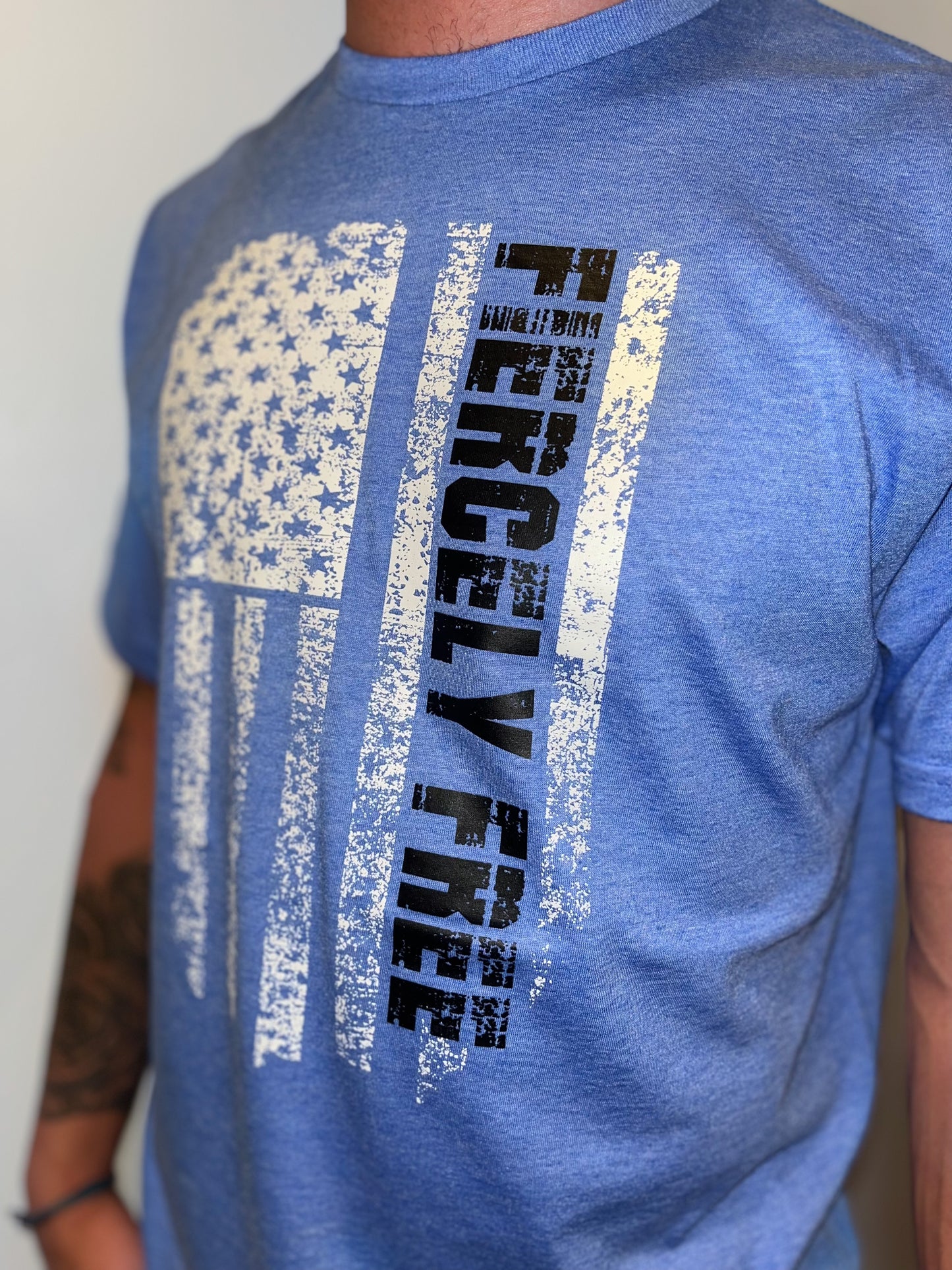 Heather Royal Blue Fourth of July T-Shirt (American Flag)