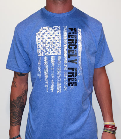Heather Royal Blue Fourth of July T-Shirt (American Flag)