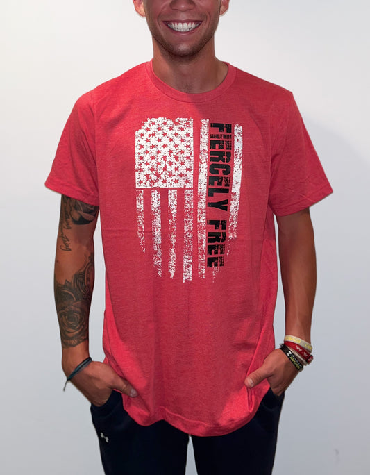 Heather Red Fourth of July T-shirt (American Flag)