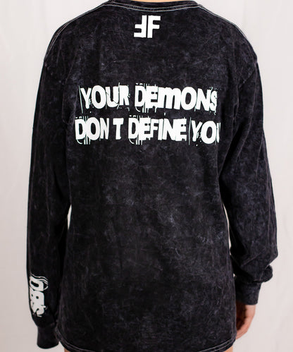 Unisex Tie Dye Black Mineral Long Sleeve T-Shirt