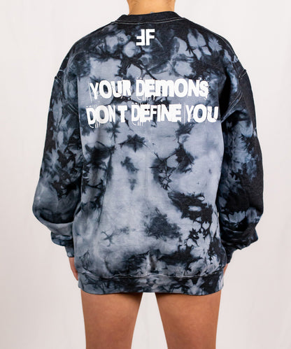 Unisex Black Crystal Tie Dye Crewneck Sweatshirt (Matching Set)