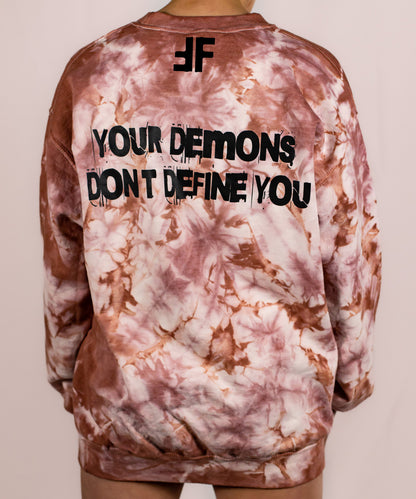 Unisex Mauve Pink Crystal Tie Dye Crewneck Sweatshirt (Matching Set)