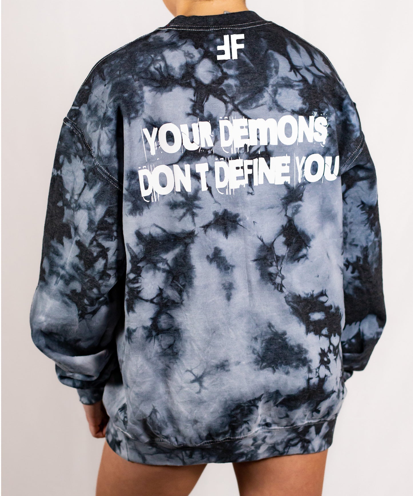 Unisex Black Crystal Tie Dye Crewneck Sweatshirt (Matching Set)