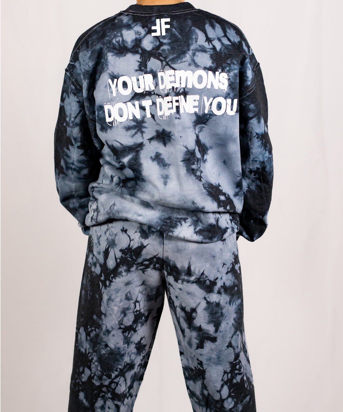 Unisex Black Crystal Tie Dye Crewneck Sweatshirt (Matching Set)