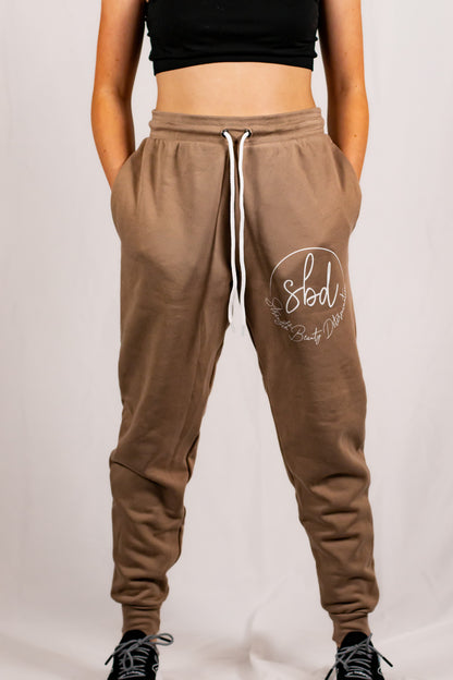 Soft Mocha Tan Cotton/Polyester Joggers (Unisex Matching Set)