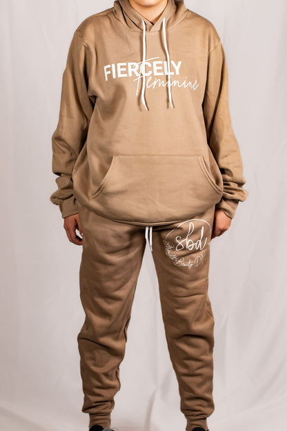 Soft Mocha Tan Cotton/Polyester Pullover Sweatshirt (Unisex Matching Set)