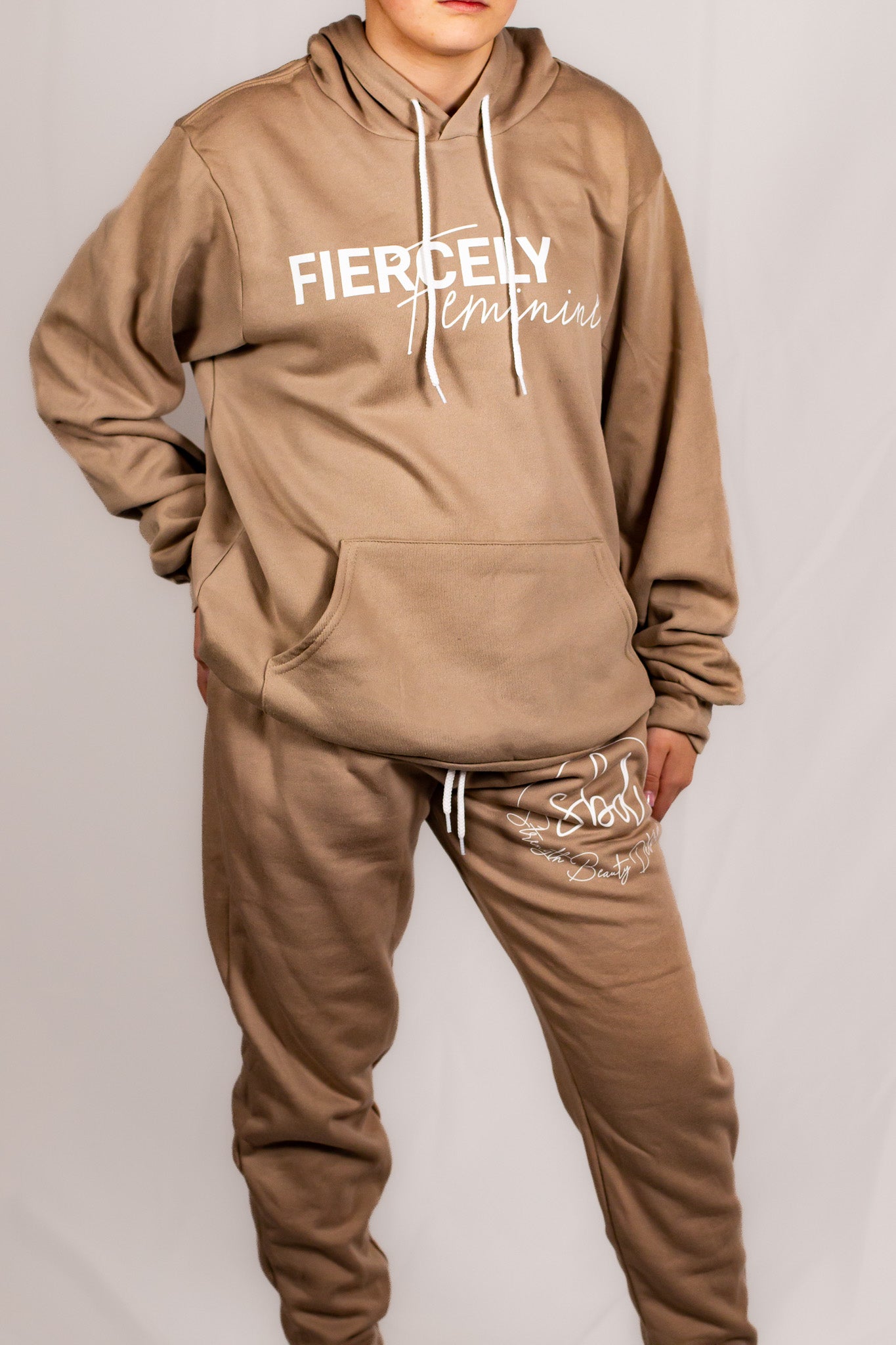 Soft Mocha Tan Cotton/Polyester Pullover Sweatshirt (Unisex Matching Set)