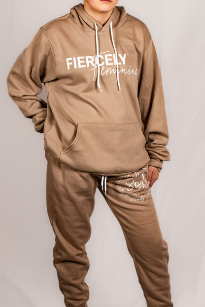 Soft Mocha Tan Cotton/Polyester Pullover Sweatshirt (Unisex Matching Set)