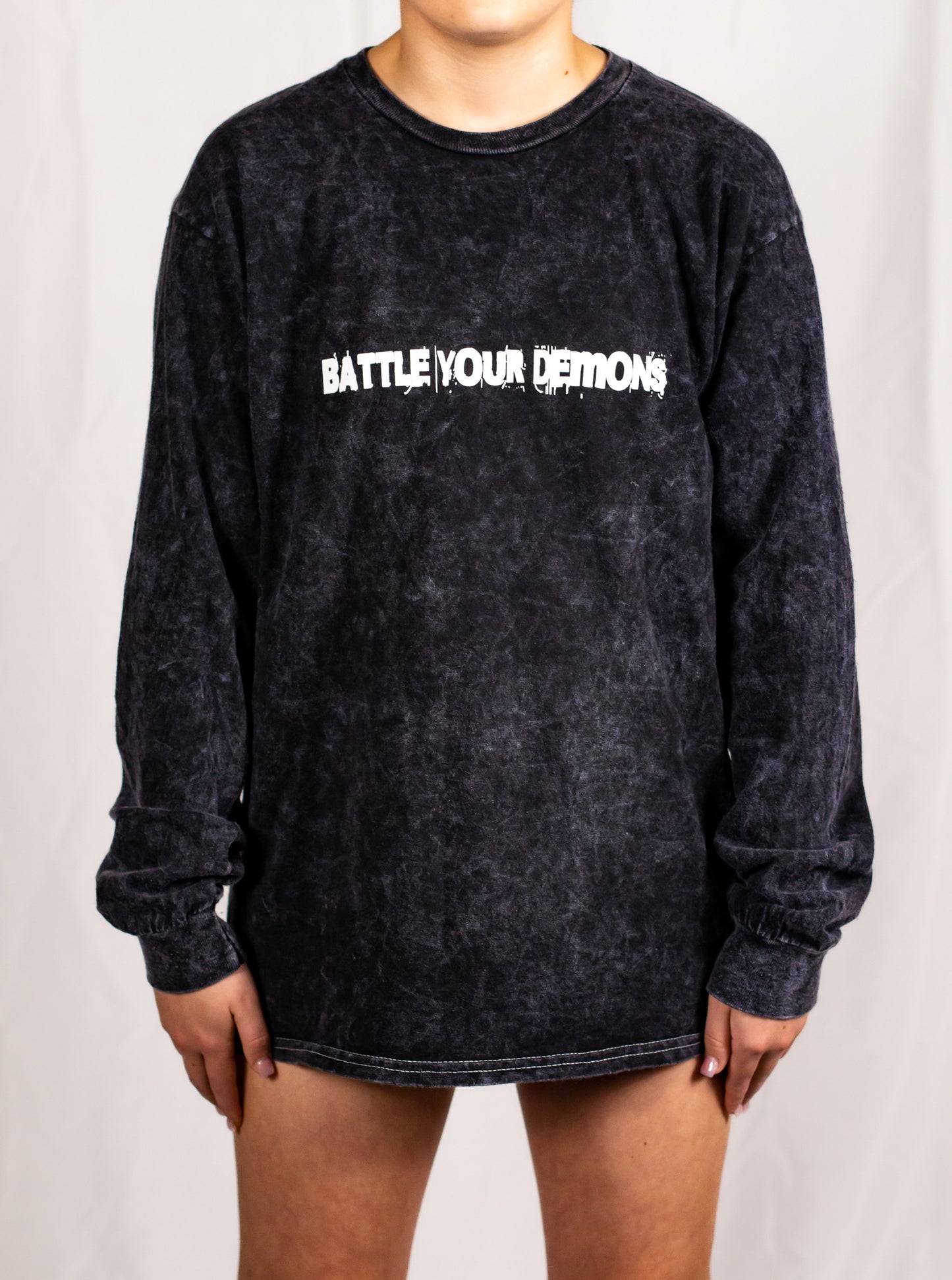 Unisex Tie Dye Black Mineral Long Sleeve T-Shirt