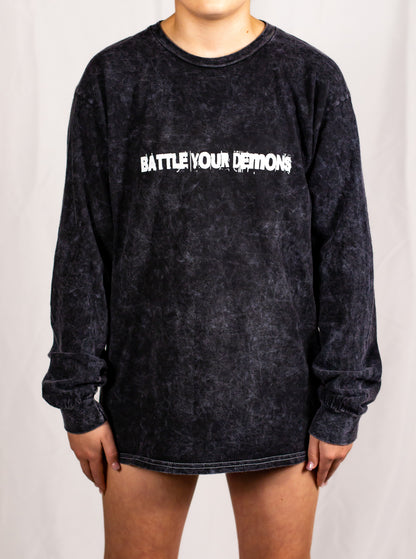 Unisex Tie Dye Black Mineral Long Sleeve T-Shirt
