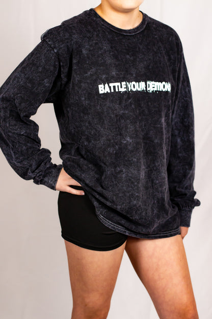 Unisex Tie Dye Black Mineral Long Sleeve T-Shirt