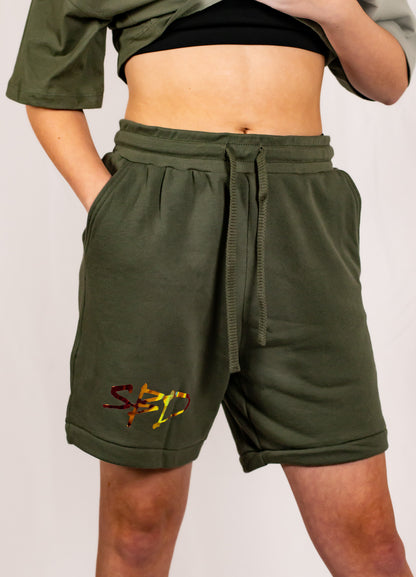 Military Green Unisex Shorts (Holographic SBD Logo)