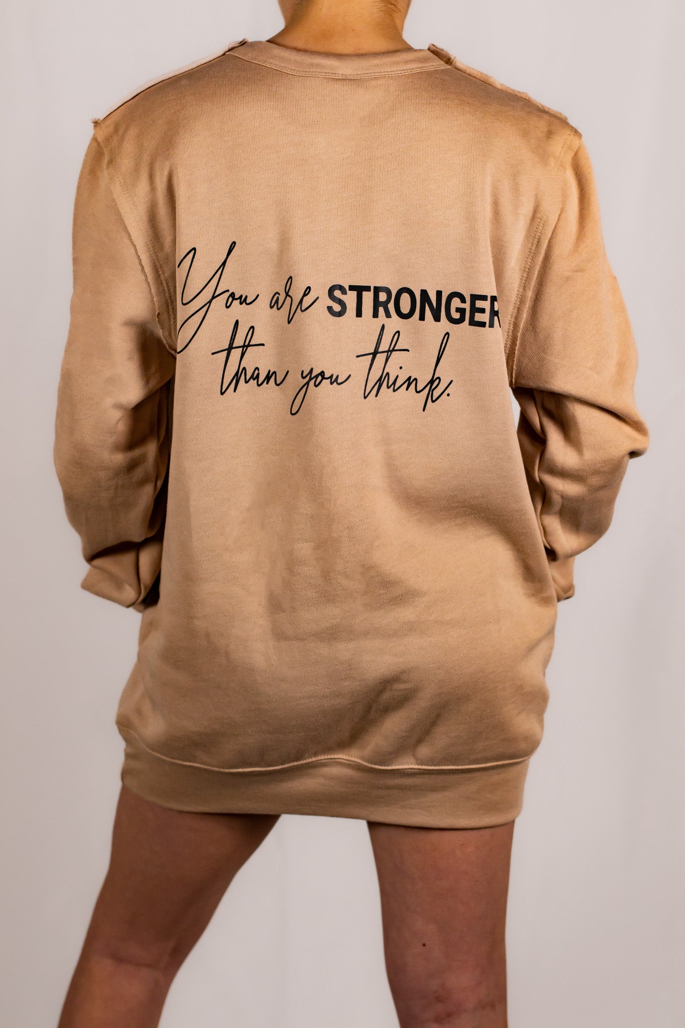 Tan Unisex Raw Seam Crewneck Sweatshirt
