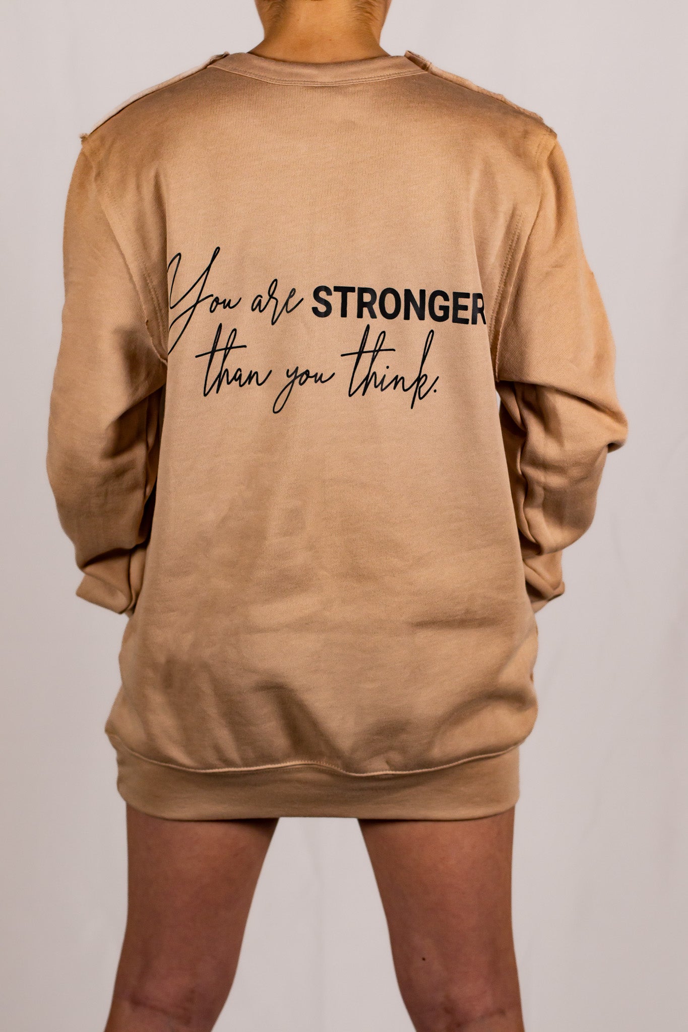 Tan Unisex Raw Seam Crewneck Sweatshirt
