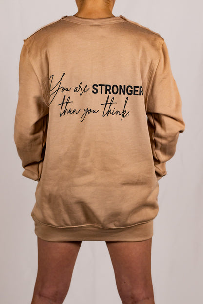 Tan Unisex Raw Seam Crewneck Sweatshirt