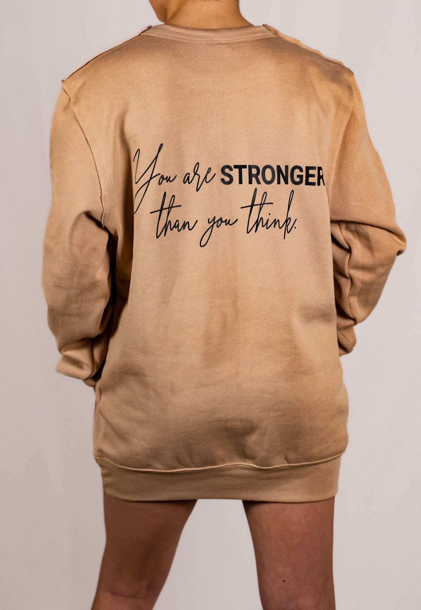 Tan Unisex Raw Seam Crewneck Sweatshirt