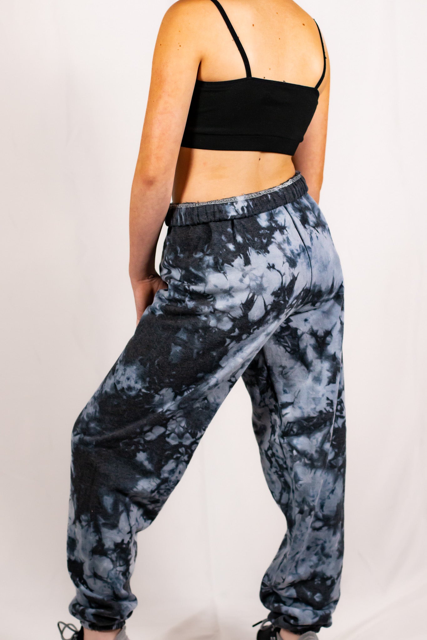 Unisex Black Crystal Tie Dye Sweatpants (Matching Set)