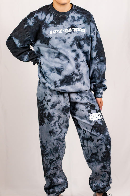 Unisex Black Crystal Tie Dye Sweatpants (Matching Set)