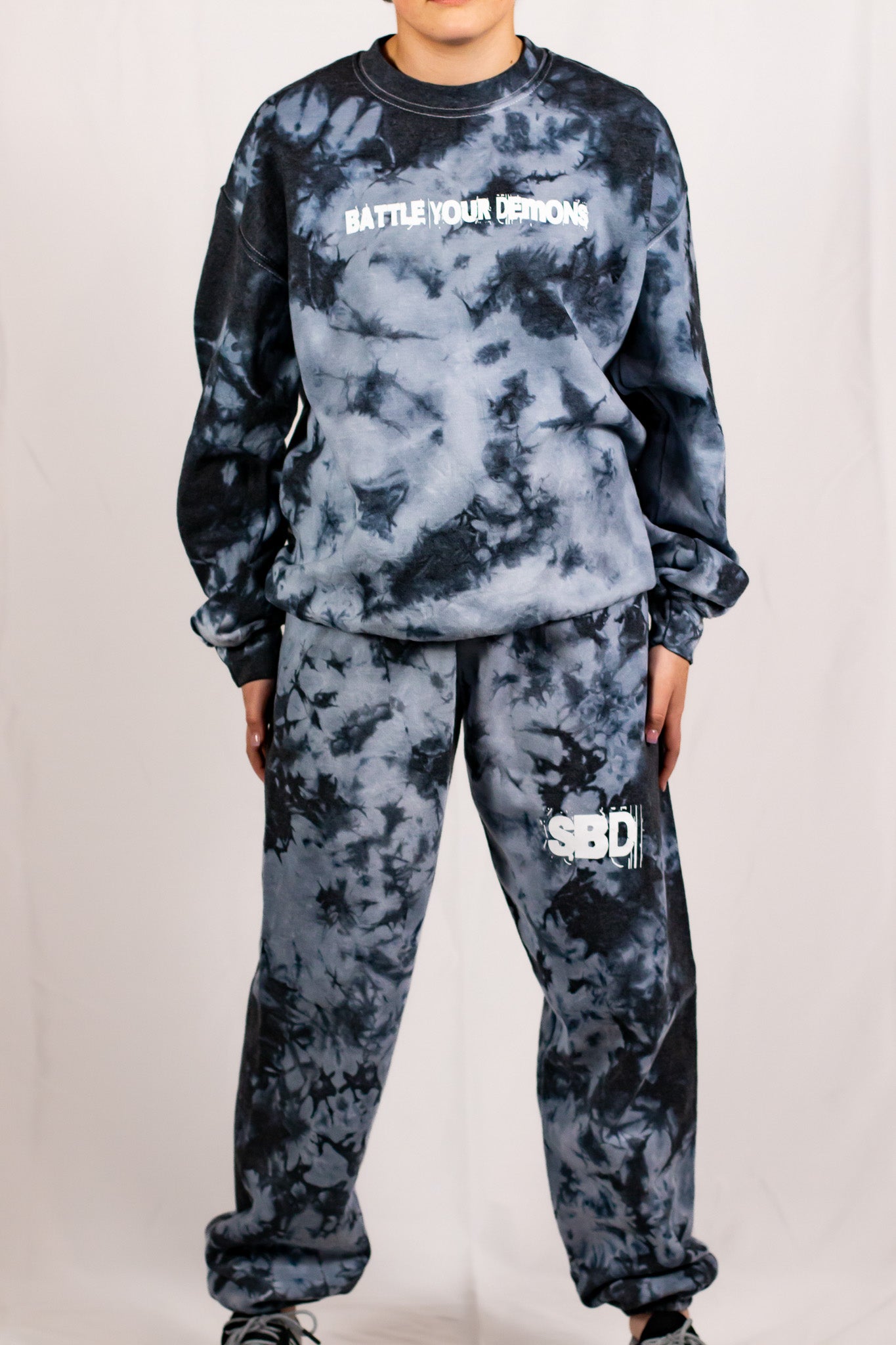 Unisex Black Crystal Tie Dye Sweatpants (Matching Set)