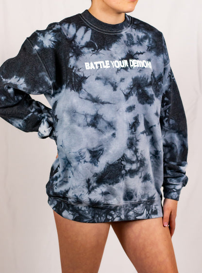 Unisex Black Crystal Tie Dye Crewneck Sweatshirt (Matching Set)