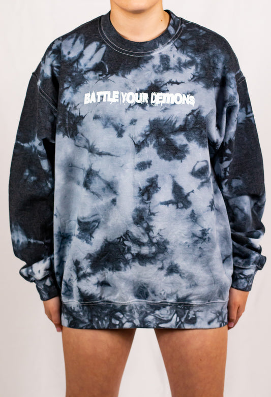 Unisex Black Crystal Tie Dye Crewneck Sweatshirt (Matching Set)