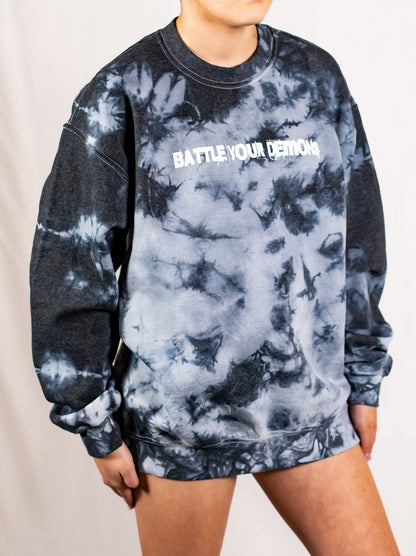 Unisex Black Crystal Tie Dye Crewneck Sweatshirt (Matching Set)