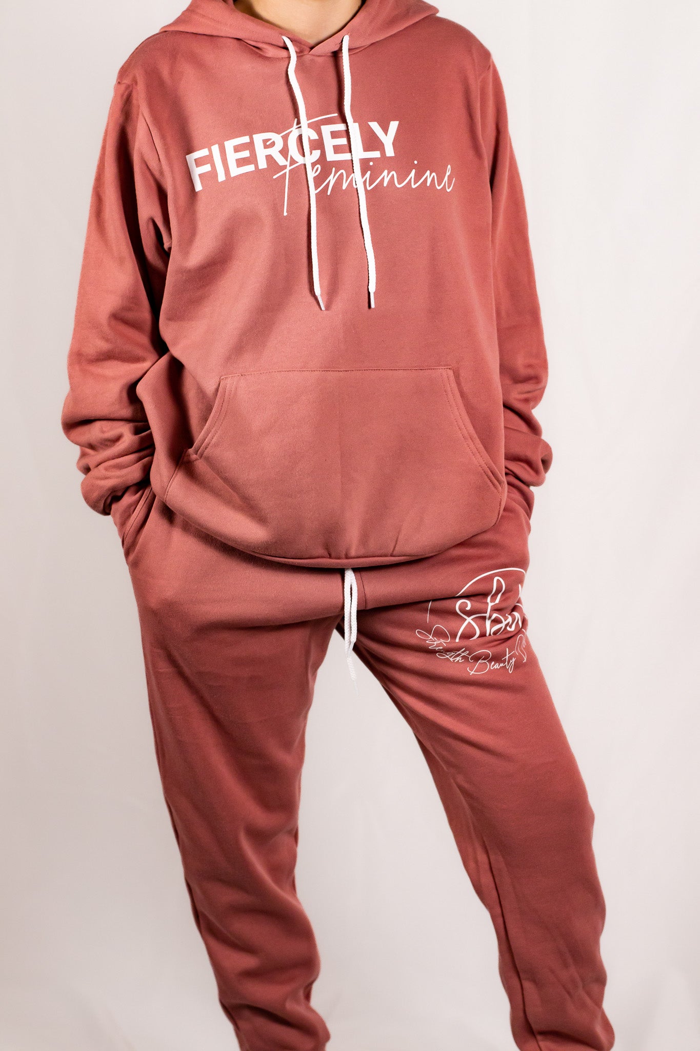 Soft Mauve Pink Cotton/Polyester Pullover Sweatshirt (Unisex Matching Set)